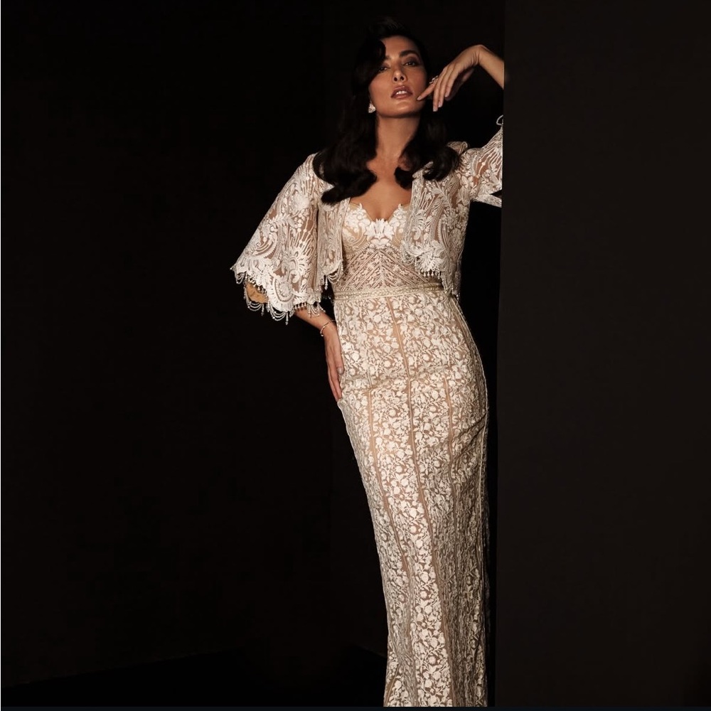 Zain Hashmi White Jacket and Maxi Dress Pakistani wedding wear XS to Small